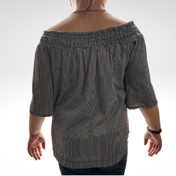 7th Avenue New York Design Studio off the Shoulder Neckline Vertical Striped Top - Picture 5 of 17